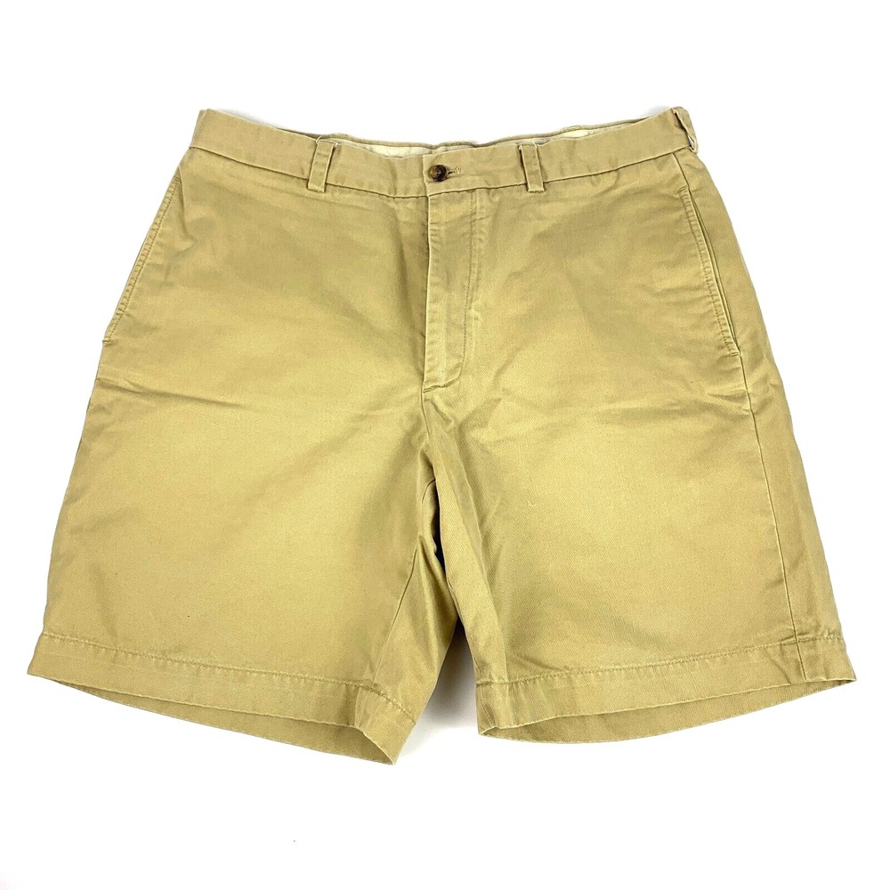 Brooks Brothers 346 Mens 36 x‎ 8" Chino Shorts Tan Flat Front 100% Cotton